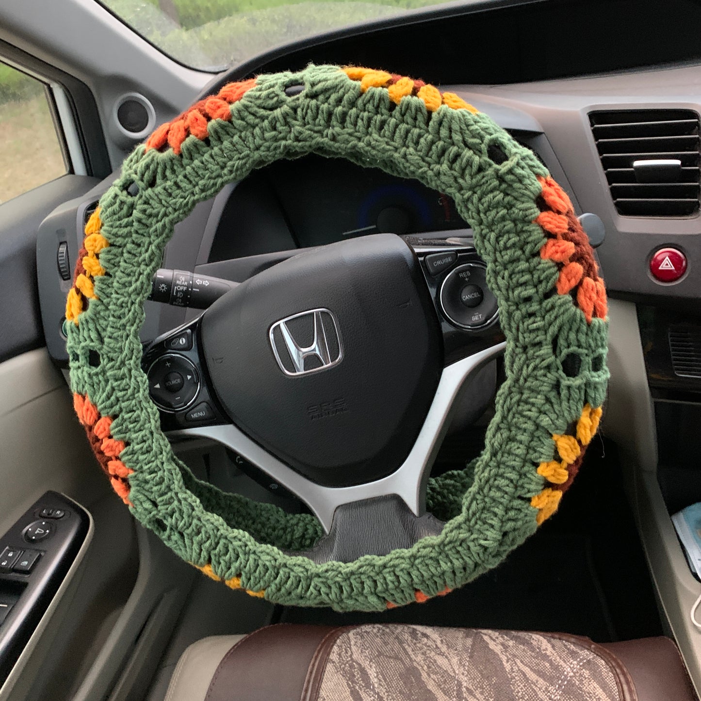 Steering Wheel Cover for women, Crochet cute daisy flower seat belt Cover, kawaii Car interior Accessories decorations