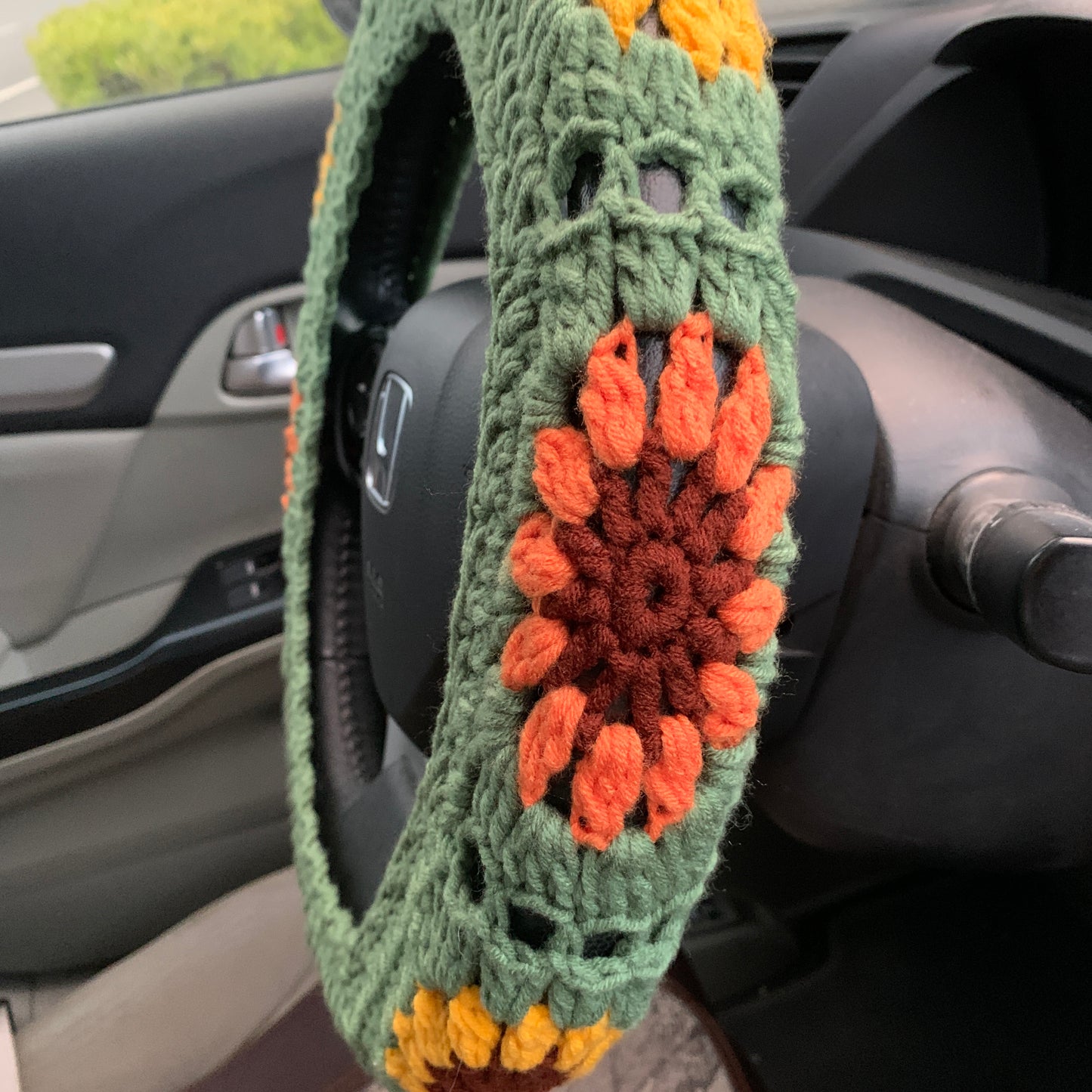 Steering Wheel Cover for women, Crochet cute daisy flower seat belt Cover, kawaii Car interior Accessories decorations