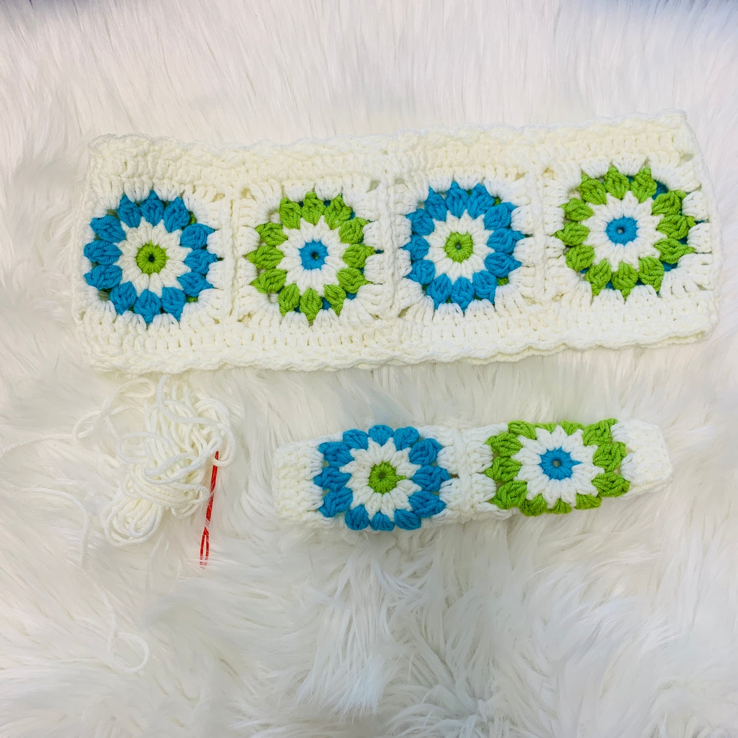 Steering Wheel Cover for women, Crochet cute daisy flower seat belt Cover, kawaii Handmade Car interior Accessories decorations