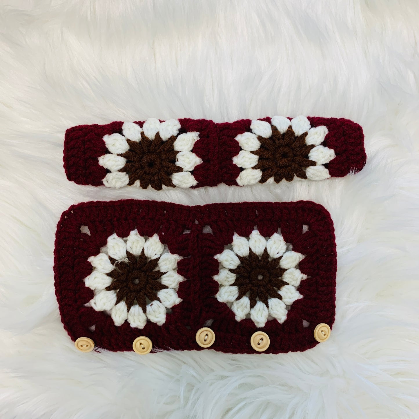 Steering Wheel Cover for women, Handmade Crochet cute daisy flower seat belt Cover, Car interior Accessories decorations