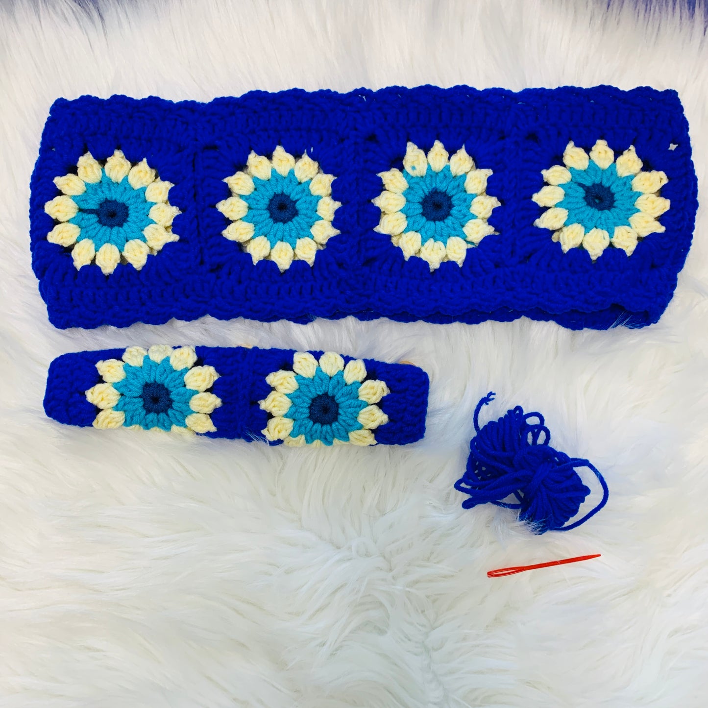 Steering Wheel Cover for women, Handmade Crochet cute daisy flower seat belt Cover, kawaii Car interior Accessories decorations