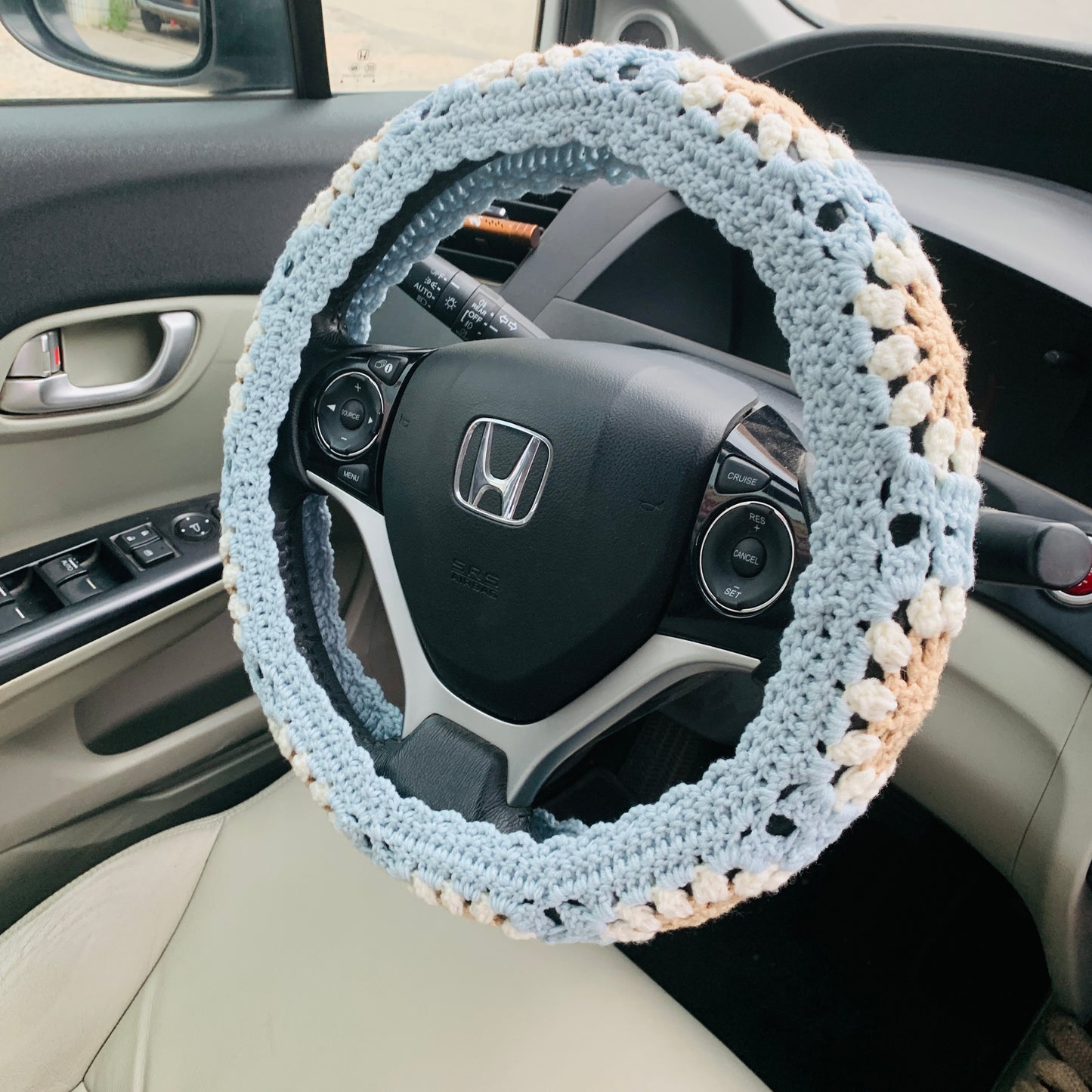 Steering Wheel Cover for women, Crochet Sunflower seat belt Cover, Car Accessories decorations