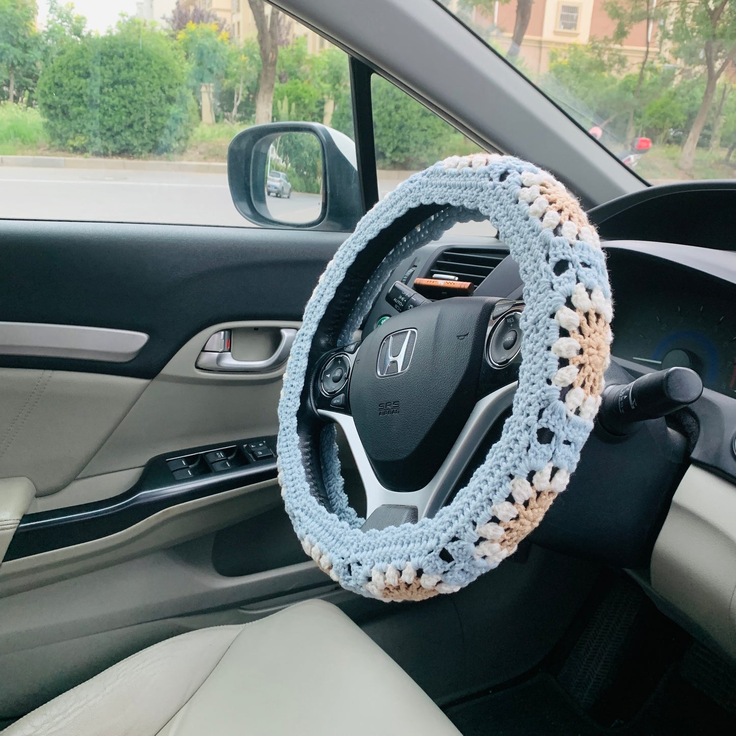 Steering Wheel Cover for women, Crochet Sunflower seat belt Cover, Car Accessories decorations