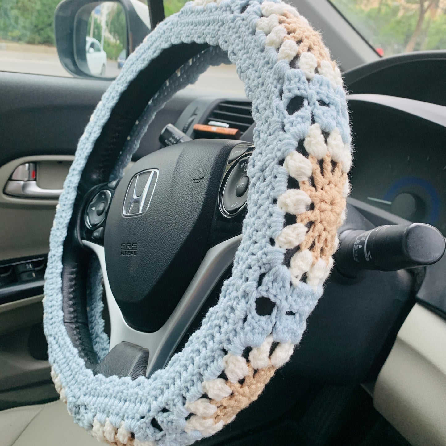 Steering Wheel Cover for women, Crochet Sunflower seat belt Cover, Car Accessories decorations