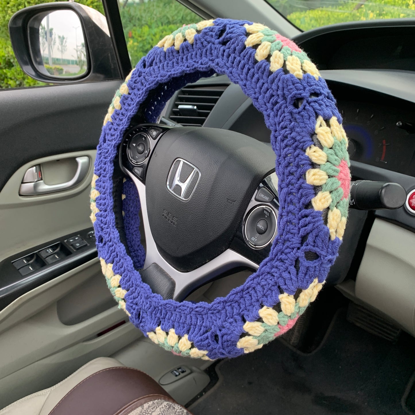 Steering Wheel Cover for women, Crochet cute daisy flower seat belt Cover, Car Accessories decorations car Interior decor