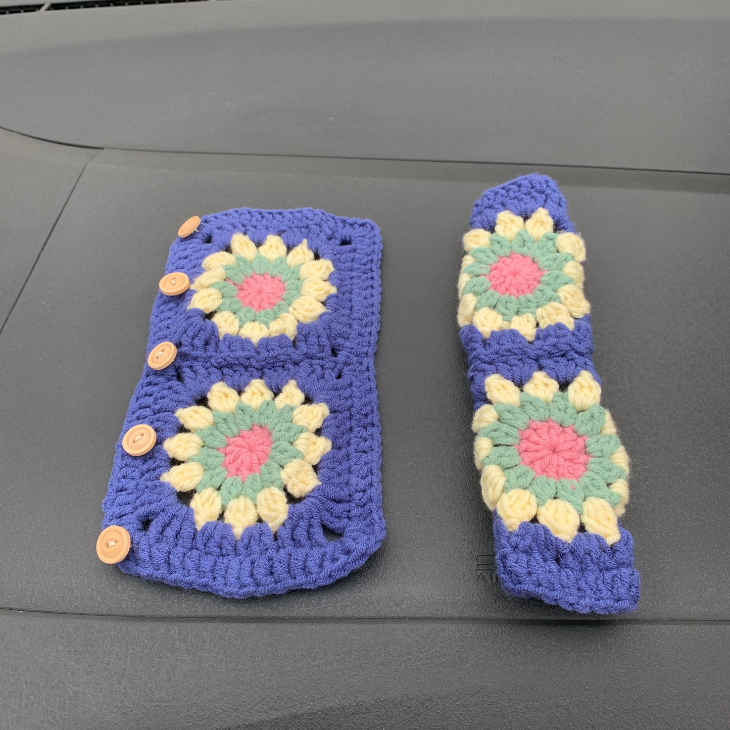 Steering Wheel Cover for women, Crochet cute daisy flower seat belt Cover, Car Accessories decorations car Interior decor