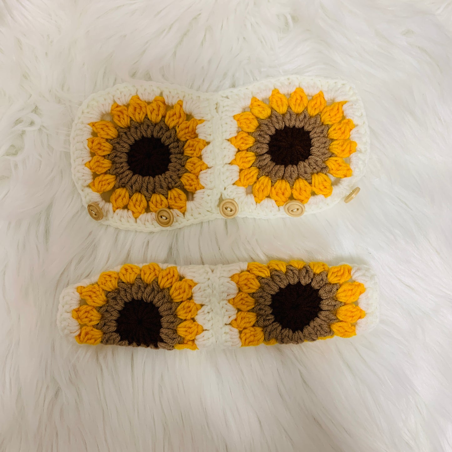 Steering Wheel Cover for women, Crochet White sunflower seat belt Cover, Car Accessories decorations