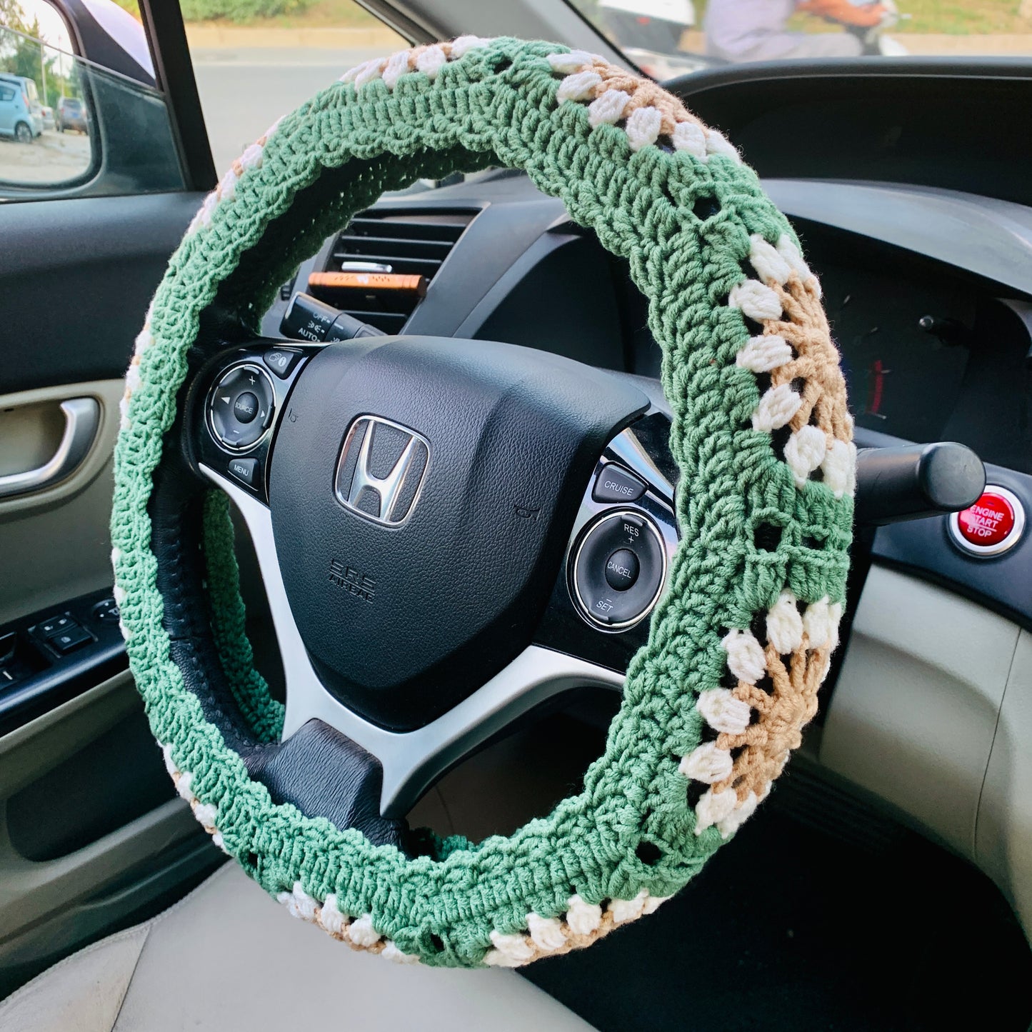 Steering Wheel Cover for women, Crochet Sunflower seat belt Cover, Car Accessories decorations statement Gift for her