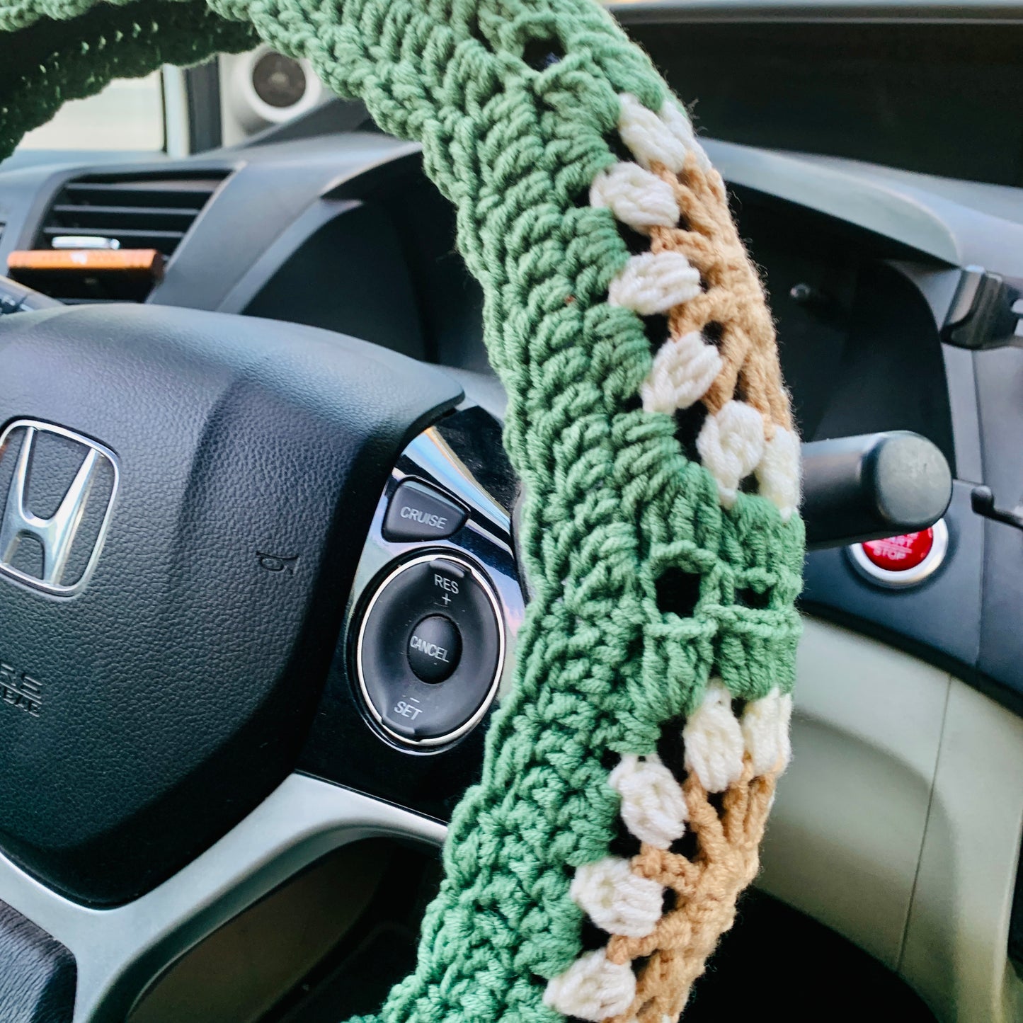 Steering Wheel Cover for women, Crochet Sunflower seat belt Cover, Car Accessories decorations statement Gift for her