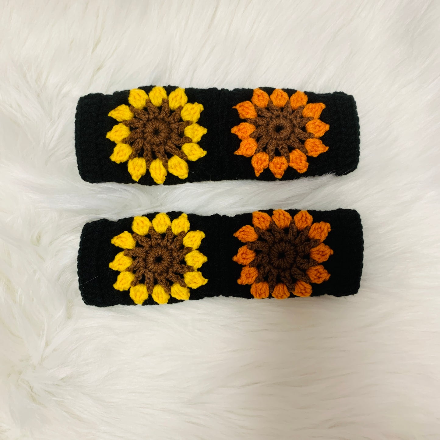 Steering Wheel Cover for women, Crochet Sunflower Black seat belt Cover, Car Accessories decorations Gift for her