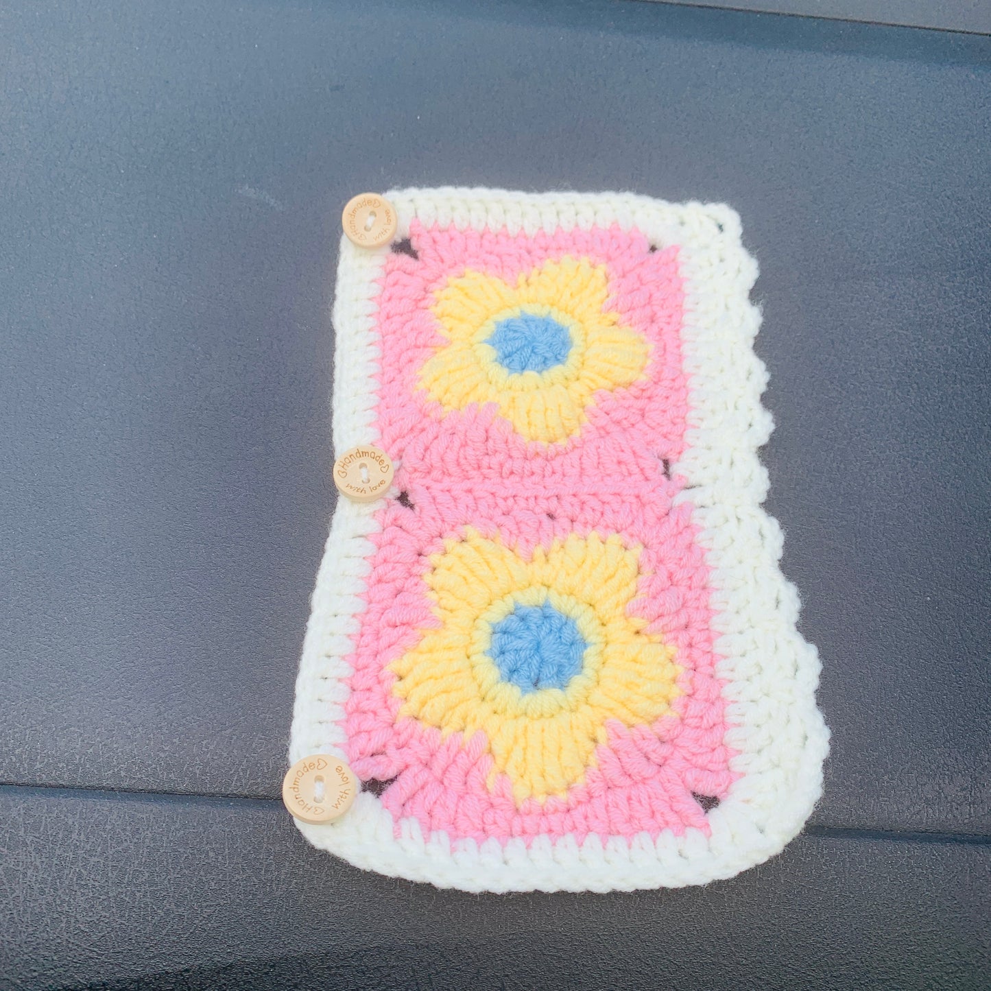 Steering Wheel Cover for women, Crochet cute flower seat belt Cover, handmade Car interior Accessories decorations