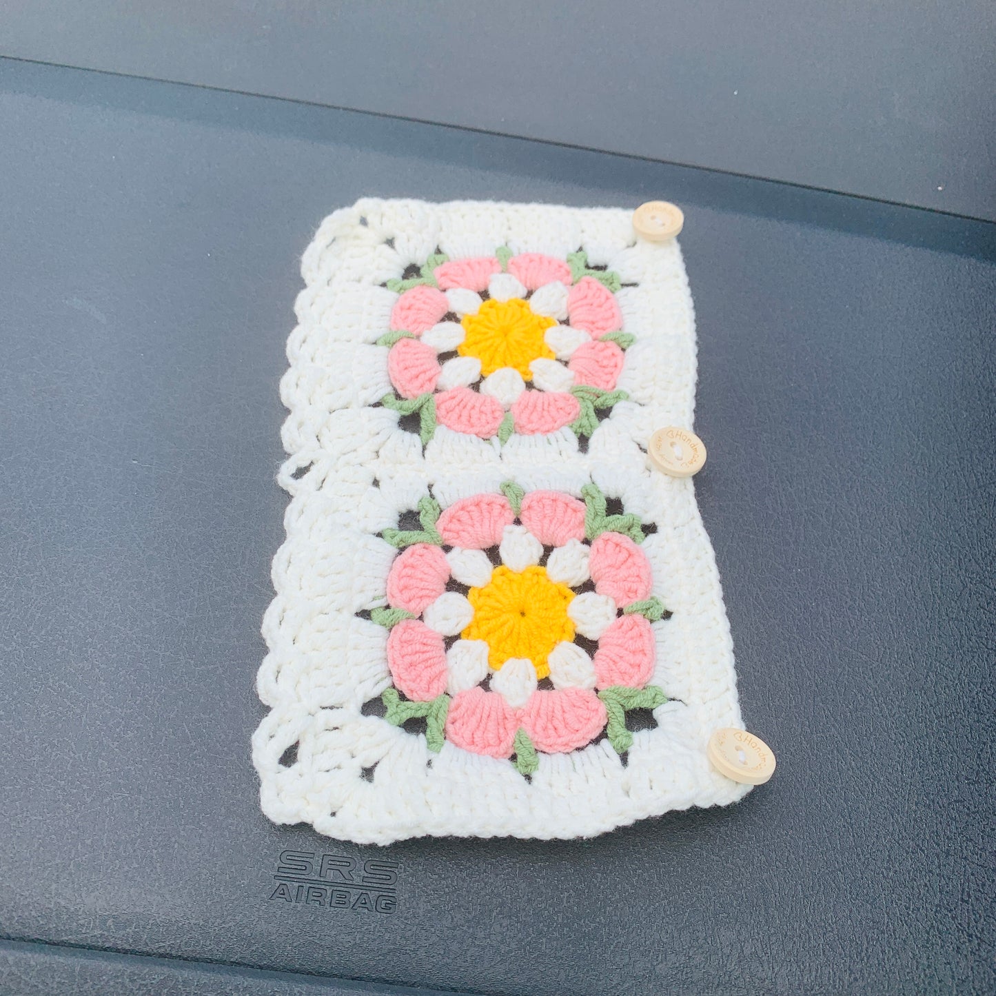 Steering Wheel Cover for women, Crochet cute handmade daisy flower seat belt Cover, Car interior Accessories decorations