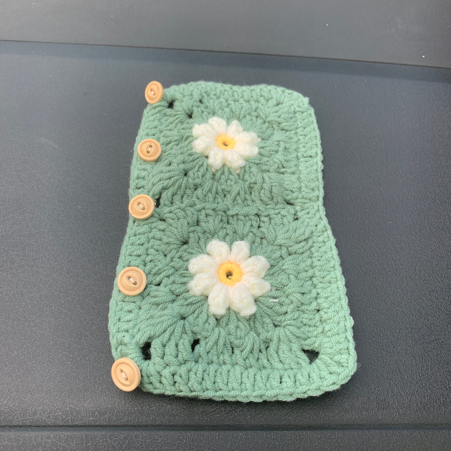 Handmade crochet Steering Wheel Cover for women, cute daisy flower seat belt Cover, Car interior Accessories decorations