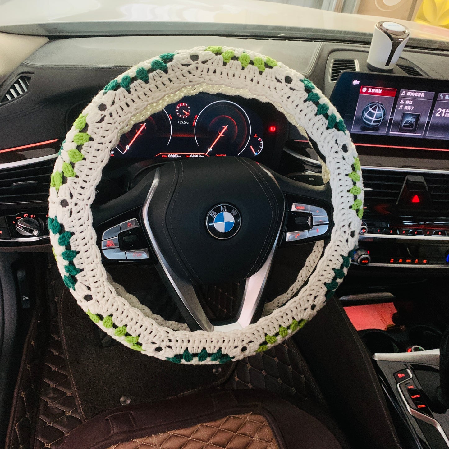 Steering Wheel Cover for women, Crochet flower seat belt Cover, gift for her Car Accessories decorations