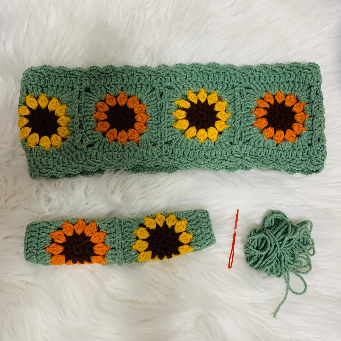 Handmade Steering Wheel Cover for women, cute crochet daisy flower seat belt Cover, Car interior Accessories decorations