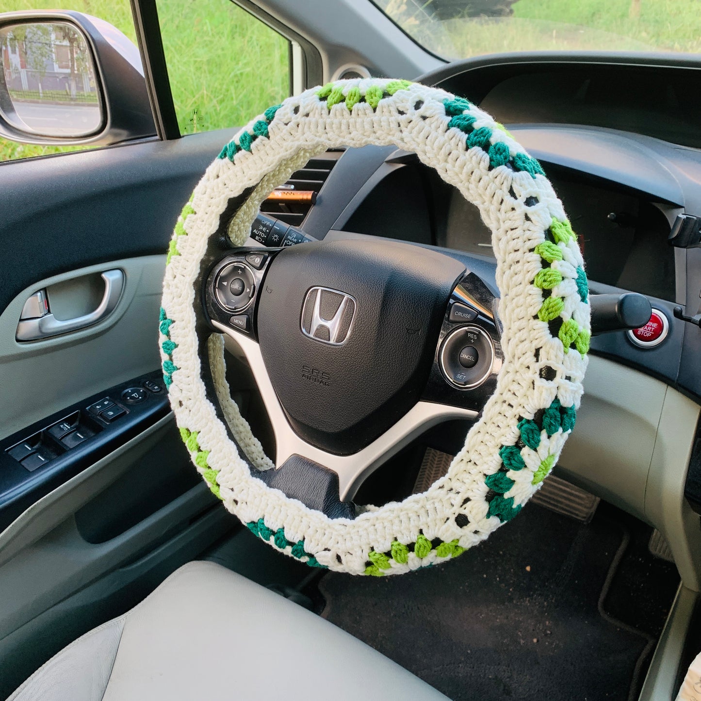 Steering Wheel Cover for women, Crochet flower seat belt Cover, gift for her Car Accessories decorations