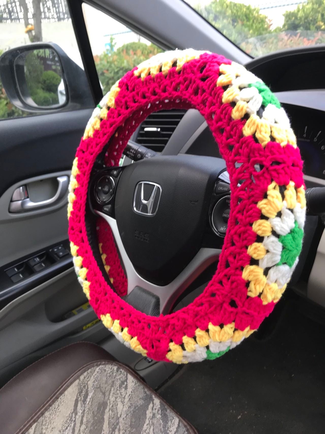 Crochet Steering Wheel Cover for women, handmade flower seat belt Cover, Car interior Accessories decorations