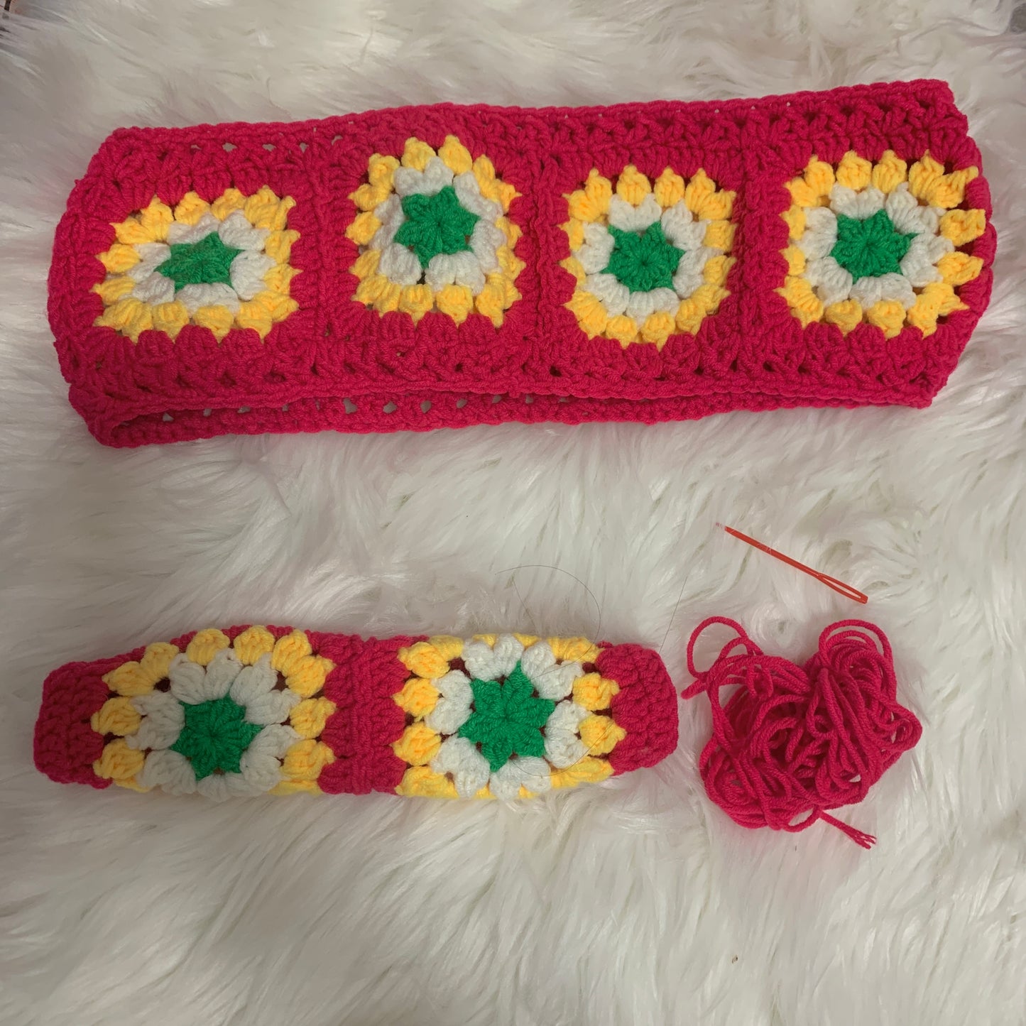 Crochet Steering Wheel Cover for women, handmade flower seat belt Cover, Car interior Accessories decorations