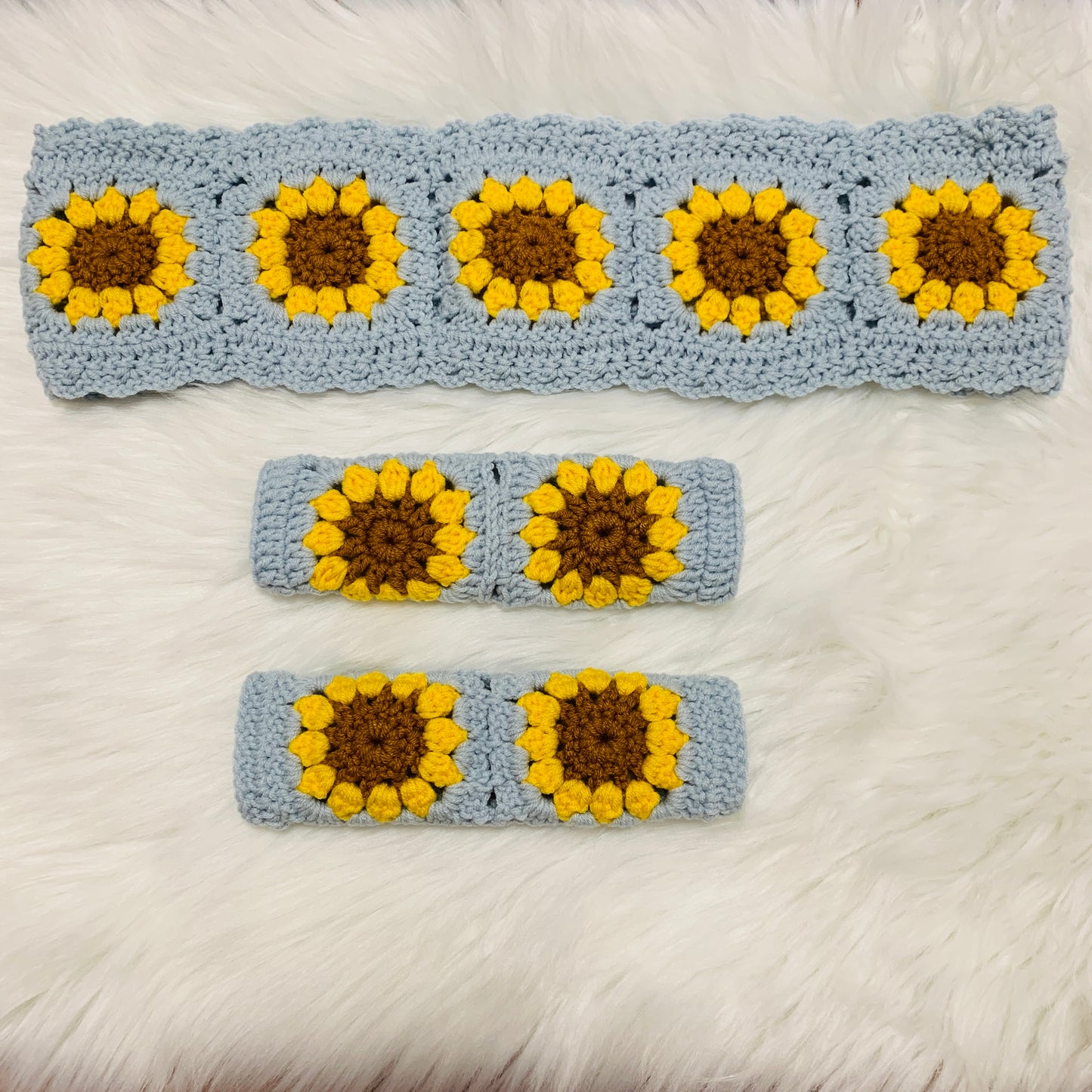 Steering Wheel Cover for women, Crochet Sunflower seat belt Cover, Car Accessories decorations statement car decor