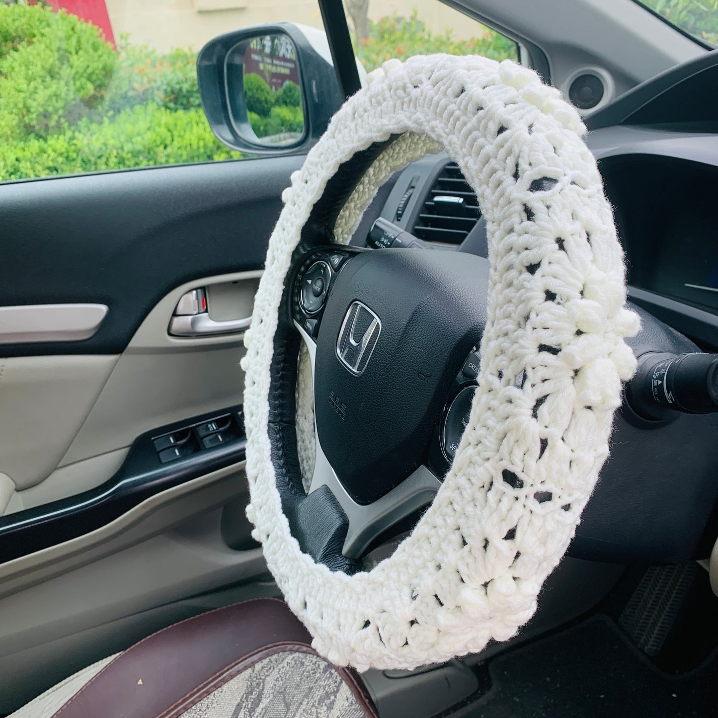 Handmade Steering Wheel Cover for women, crochet cute daisy flower seat belt Cover, Car interior Accessories decorations