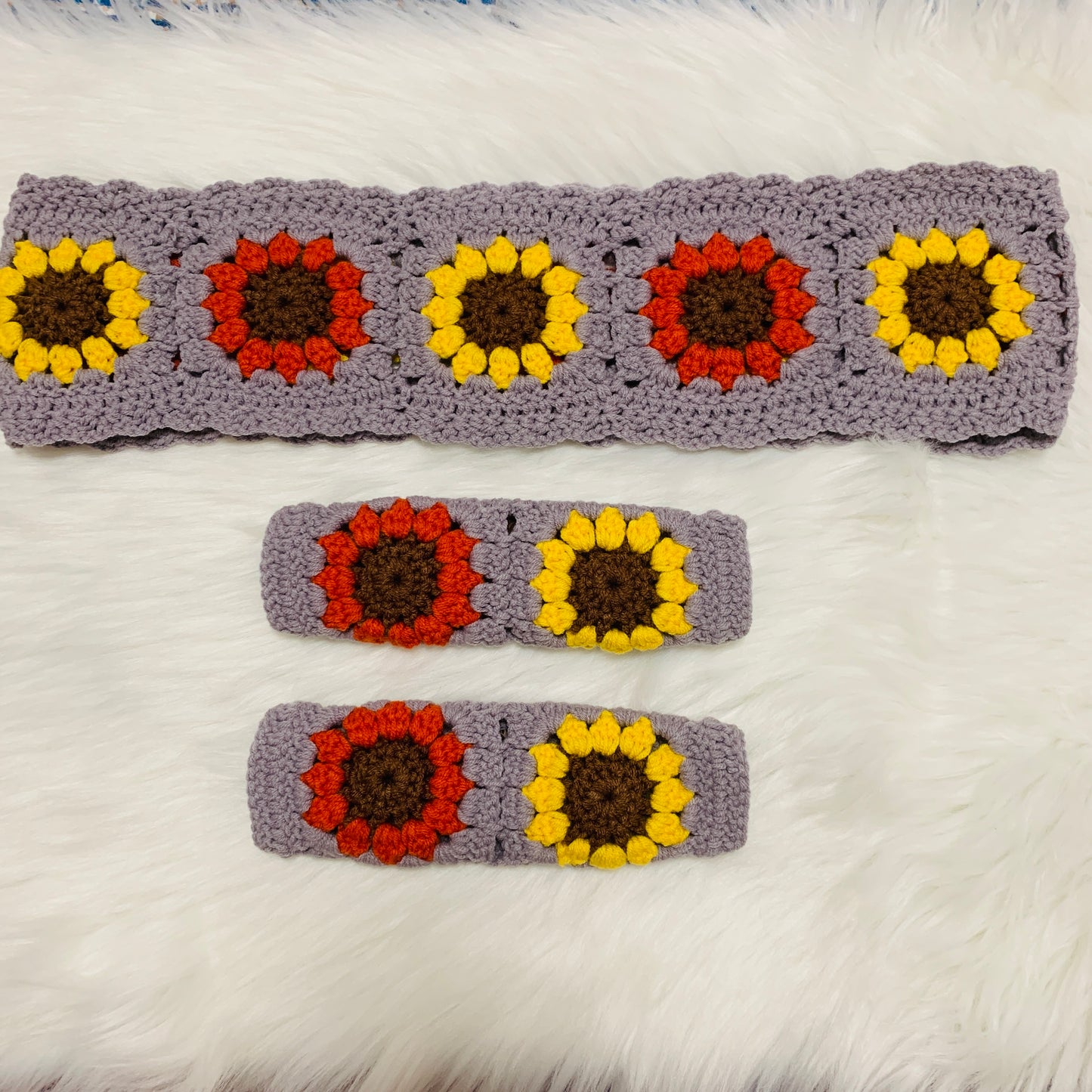 Steering Wheel Cover for women, Crochet Grey flower seat belt Cover, Car Accessories decorations