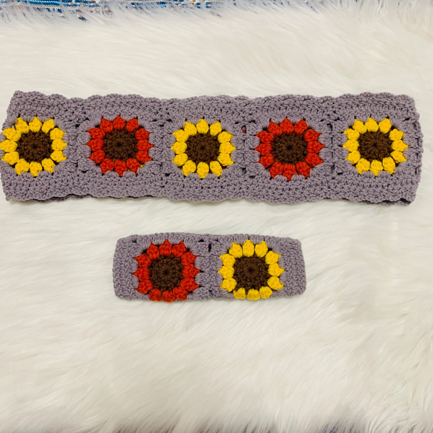 Steering Wheel Cover for women, Crochet Grey flower seat belt Cover, Car Accessories decorations