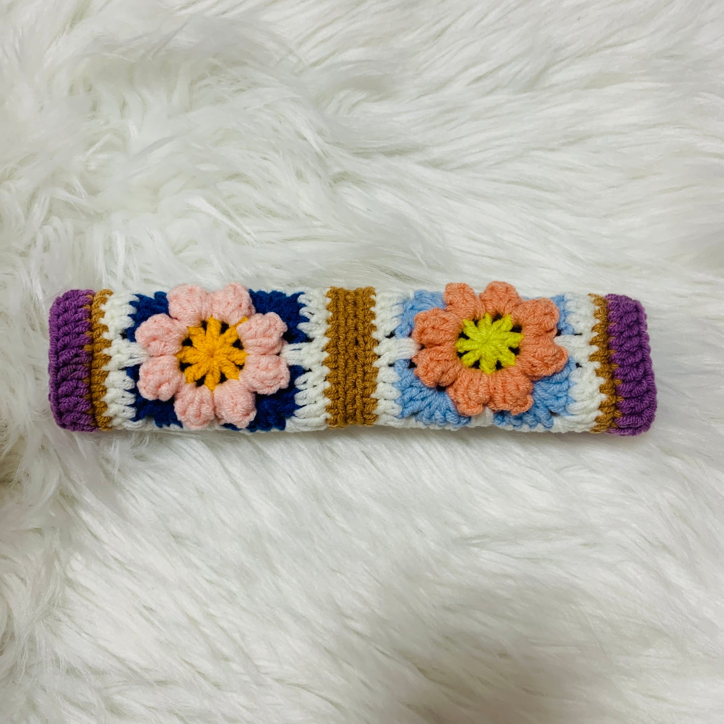 Steering Wheel Cover for women, Crochet Purple Puff flower seat belt Cover, Car Accessories decorations