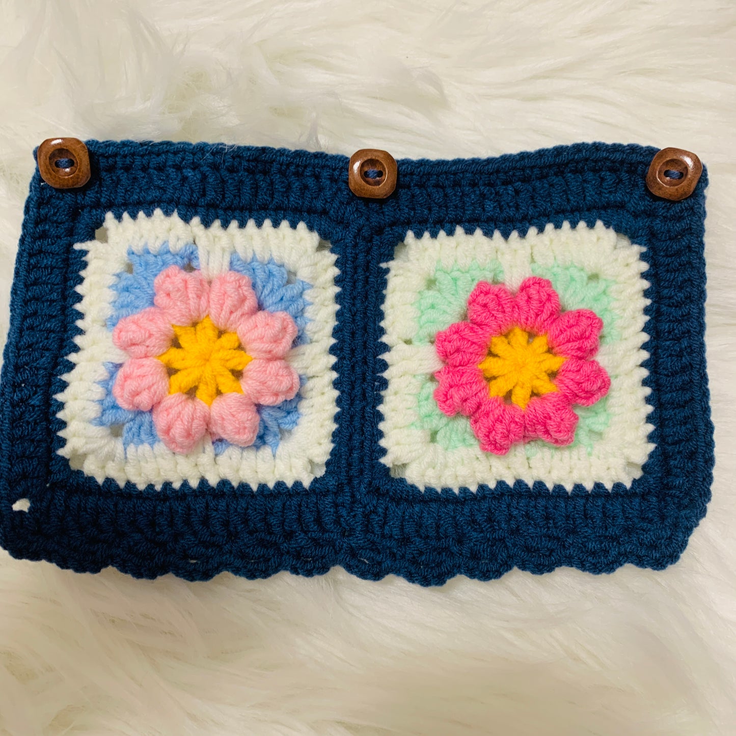 Handmade crochet Steering Wheel Cover for women, cute kawaii daisy flower seat belt Cover, Car interior Accessories decorations