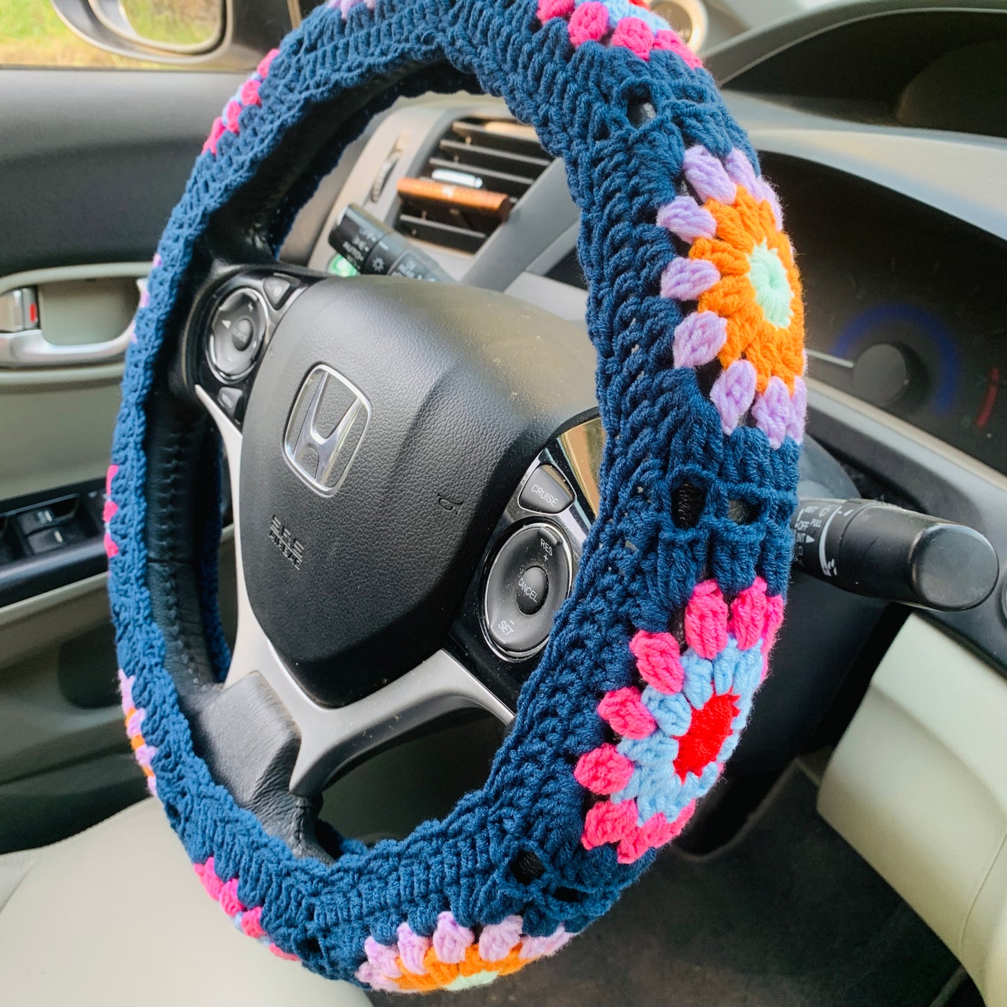 Crochet Steering Wheel Cover flower seat belt Cover for women, Car Accessories decorations