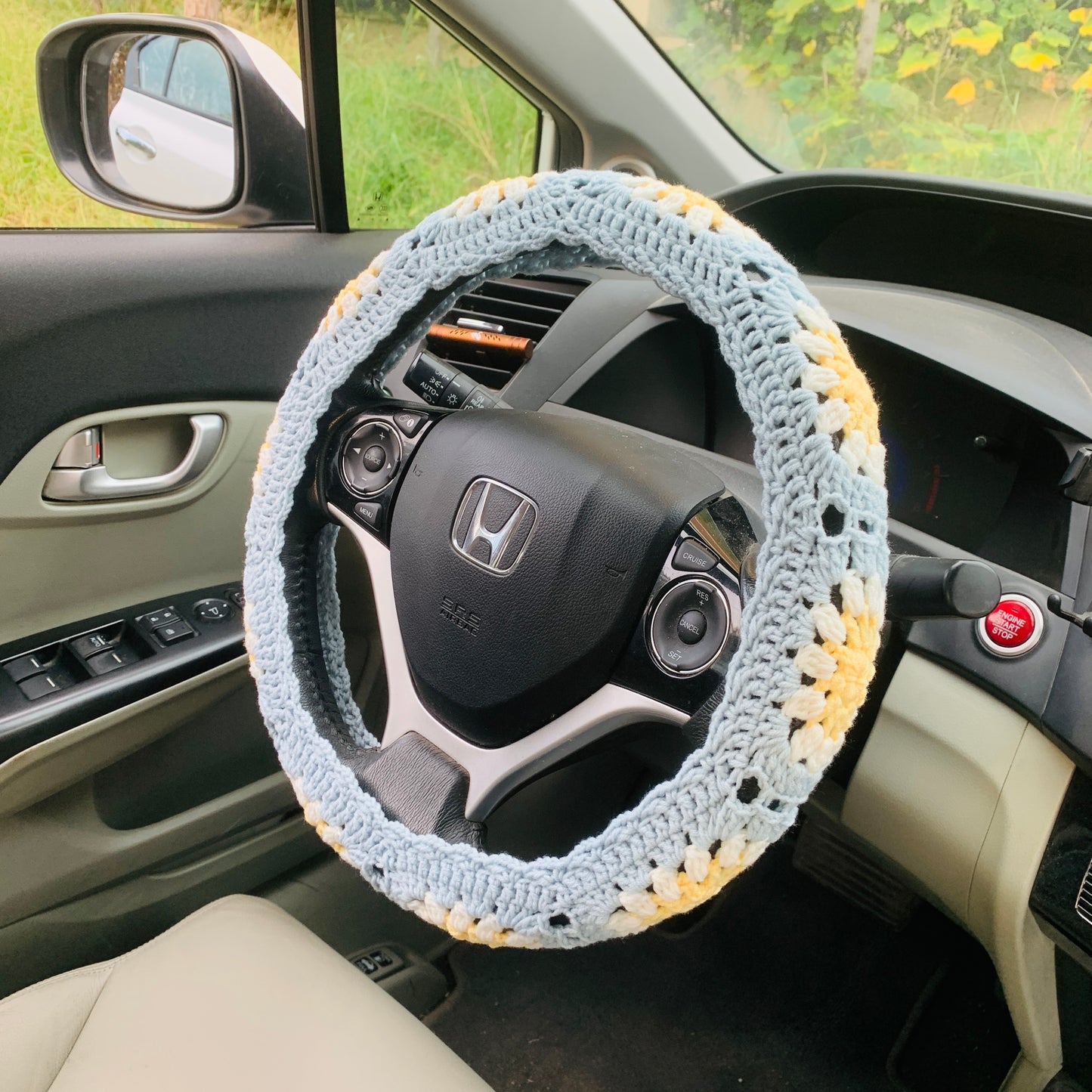 Crochet Steering Wheel Cover for women,  cute Sunflower seat belt Cover, Car Accessories decorations