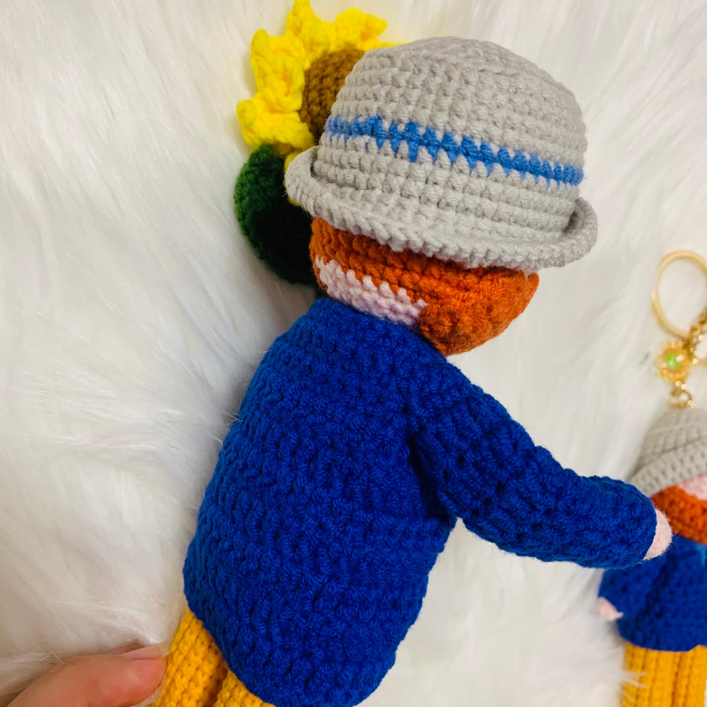 Vincent Inspired crochet Van Gogh amigurumi doll sunflower Gift handmade flower