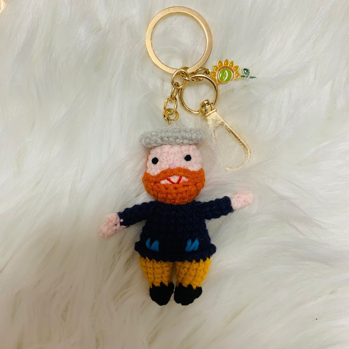 Vincent Inspired crochet Van Gogh amigurumi doll sunflower Gift handmade flower