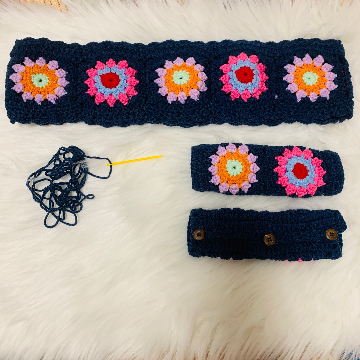 Crochet Steering Wheel Cover flower seat belt Cover for women, Car Accessories decorations