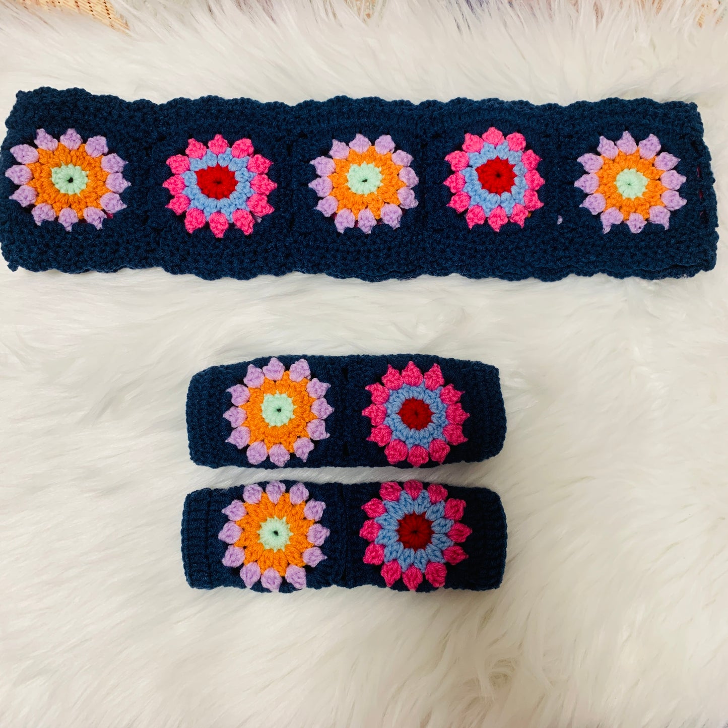 Crochet Steering Wheel Cover flower seat belt Cover for women, Car Accessories decorations