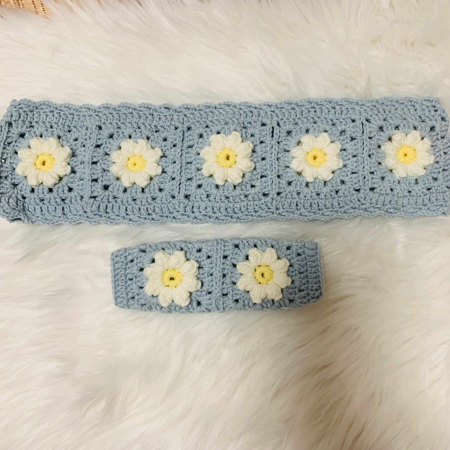 Steering Wheel Cover for women, Crochet daisy flower seat belt Cover, Car Accessories decorations