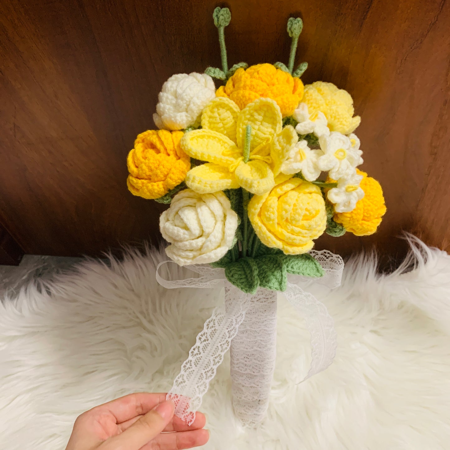 Crochet flowers tulip flower rose forget me not Lily of the valley wedding flower cute A bunch of flower Anniversary bouquet Bridal bouquet