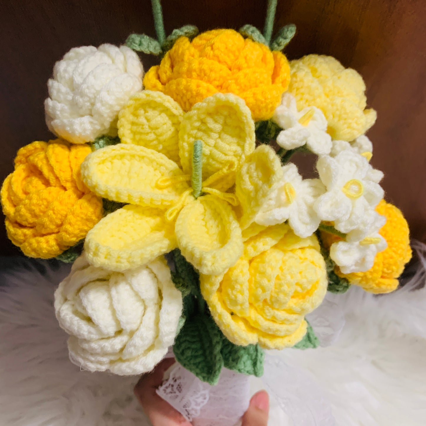 Crochet flowers tulip flower rose forget me not Lily of the valley wedding flower cute A bunch of flower Anniversary bouquet Bridal bouquet