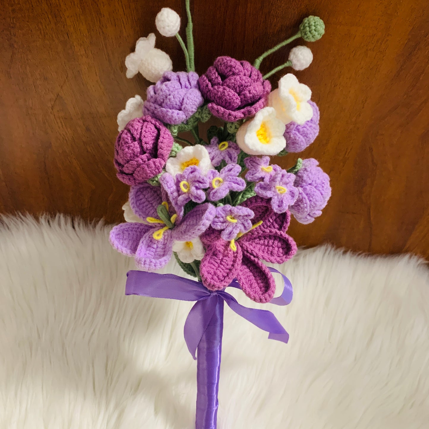 Crochet flowers tulip flower rose forget me not Lily of the valley wedding flower cute A bunch of flower Anniversary bouquet Bridal bouquet