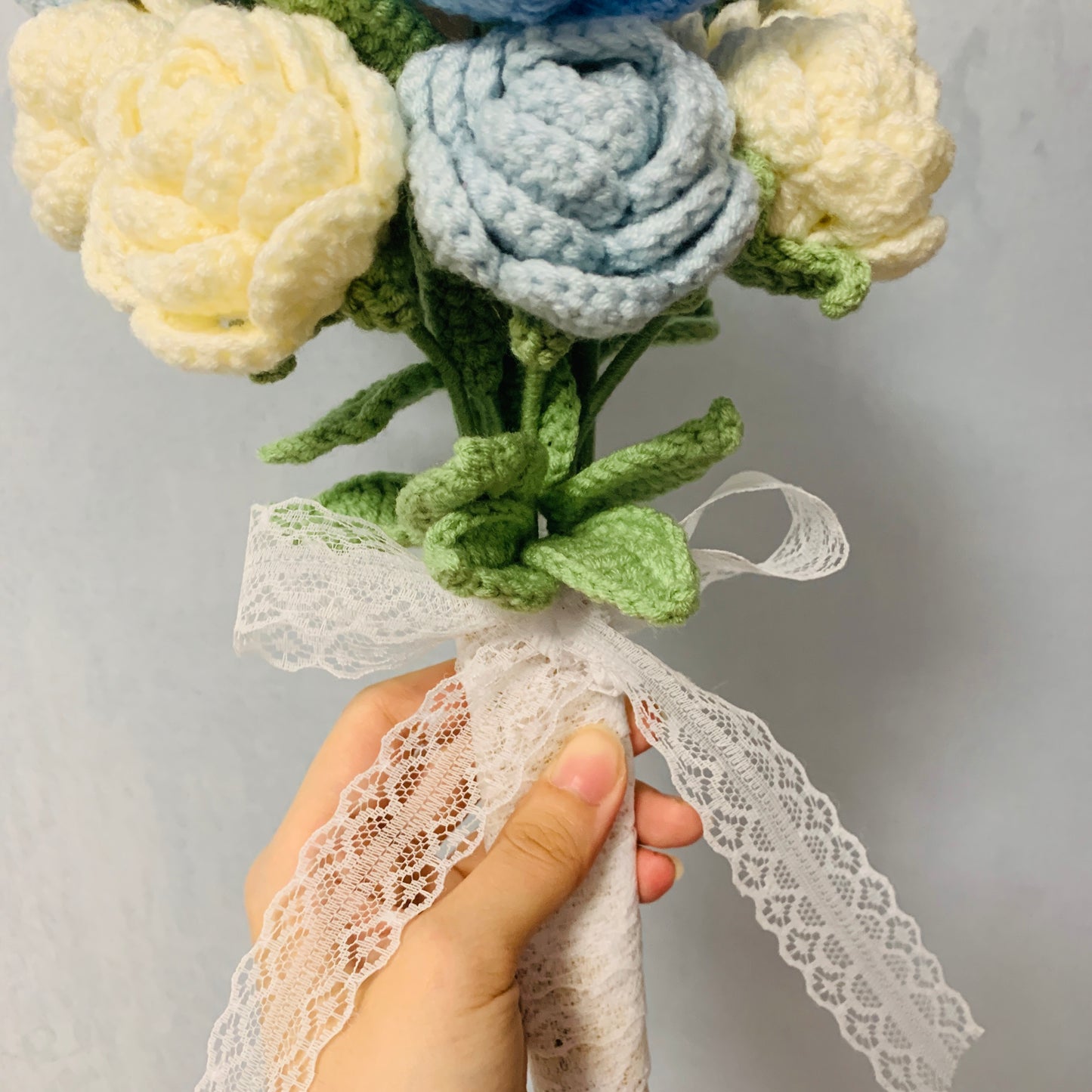 Crochet flowers tulip flower rose forget me not cute wedding Gift, Bridesmaid Gifts A bunch of flower Anniversary bouquet Gift for her