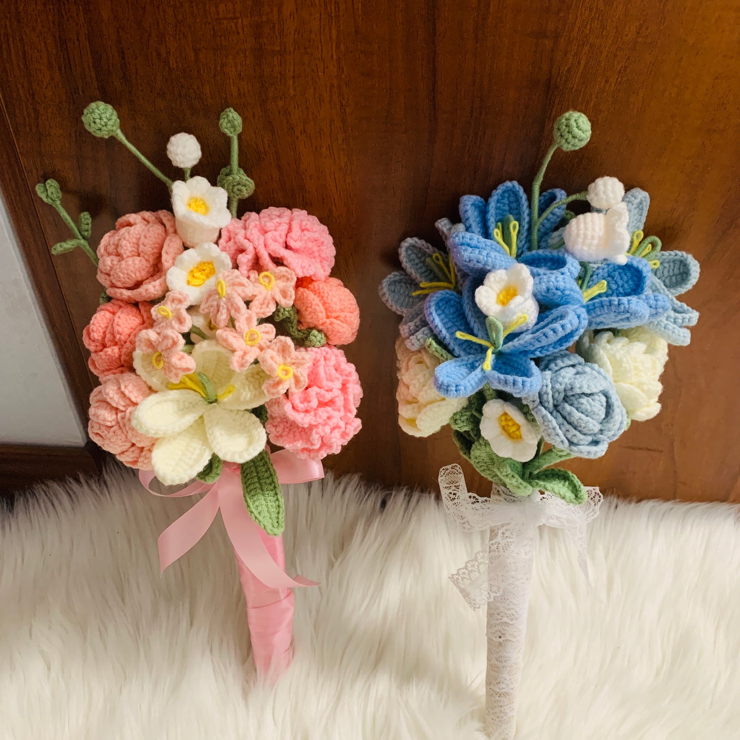 Crochet flowers tulip flower rose forget me not cute wedding Gift, Bridesmaid Gifts A bunch of flower Anniversary bouquet Gift for her