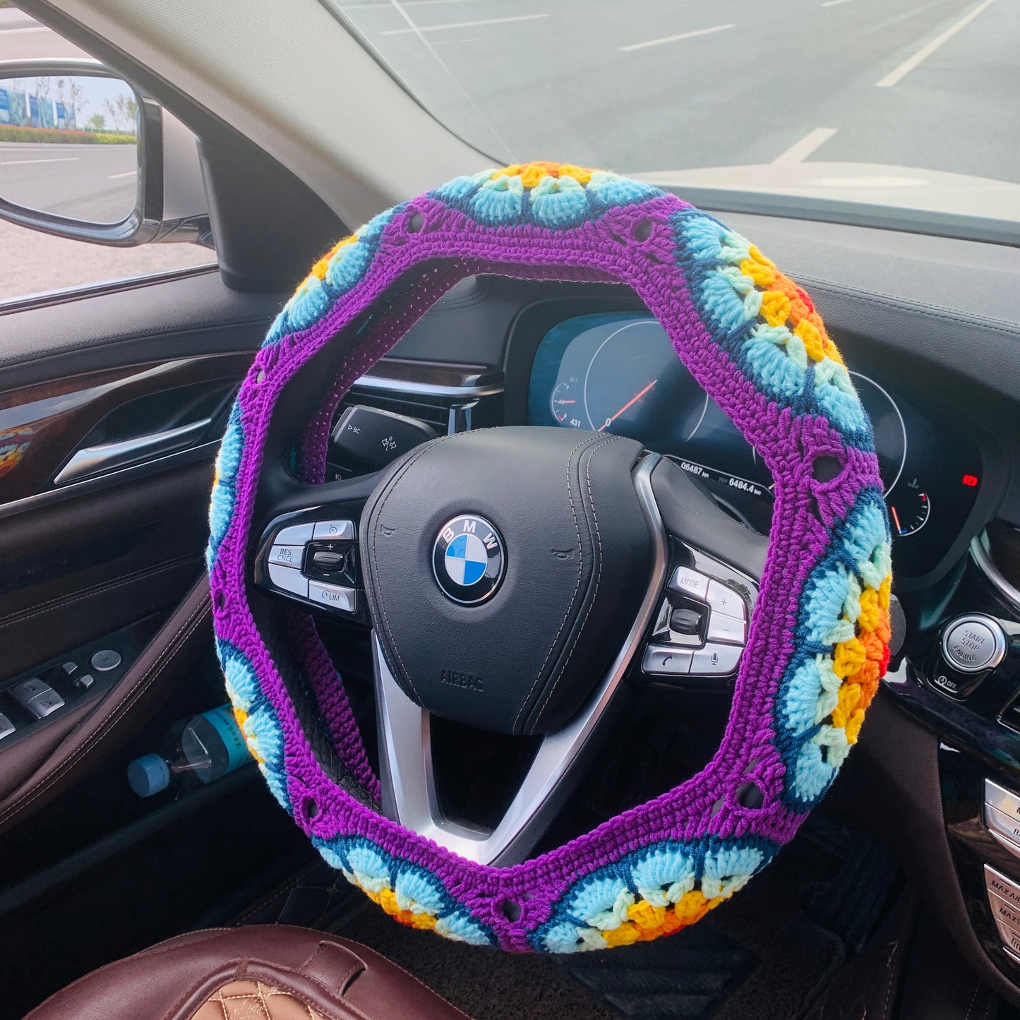 Steering Wheel Cover for women, Crochet cute flower seat belt Cover, Car Accessories decorations