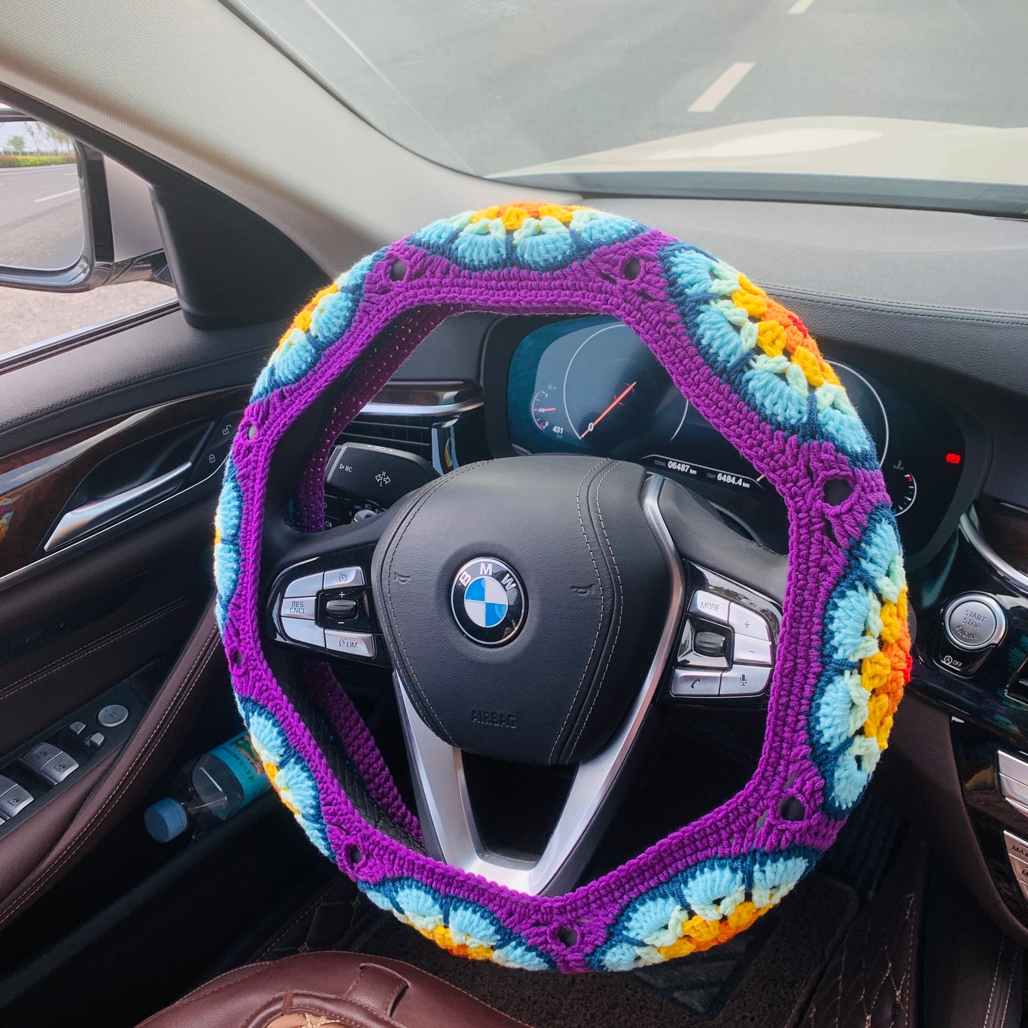 Steering Wheel Cover for women, Crochet cute flower seat belt Cover, Car Accessories decorations