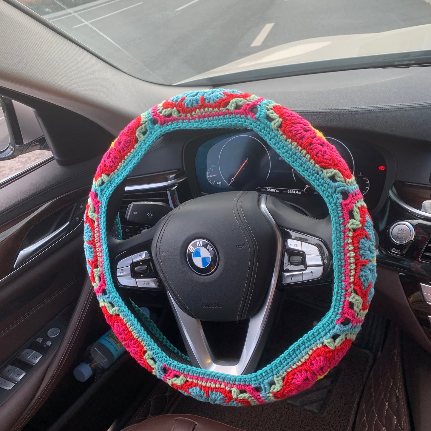 Crochet Steering Wheel Cover Sunflower seat belt Cover for women, Car Accessories decorations