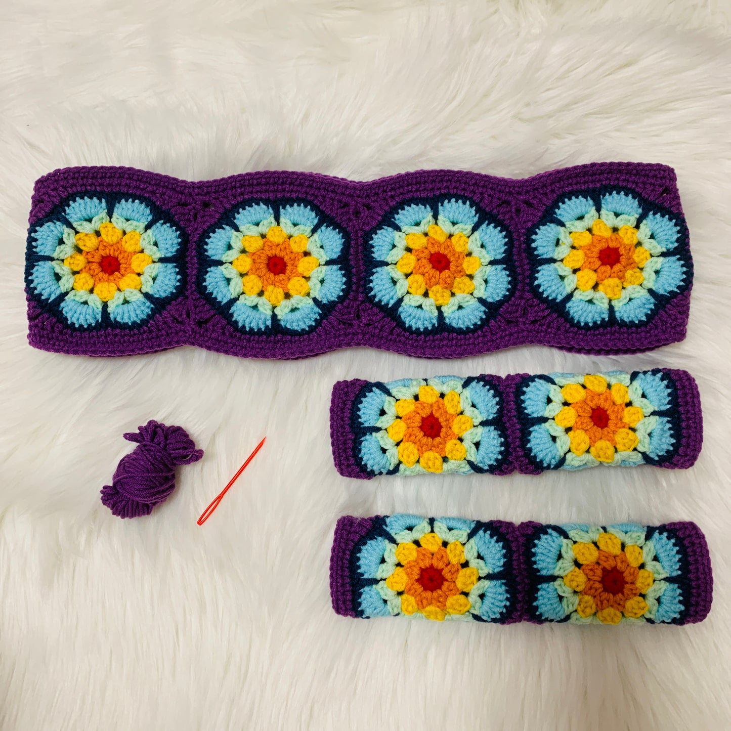 Steering Wheel Cover for women, Crochet cute flower seat belt Cover, Car Accessories decorations