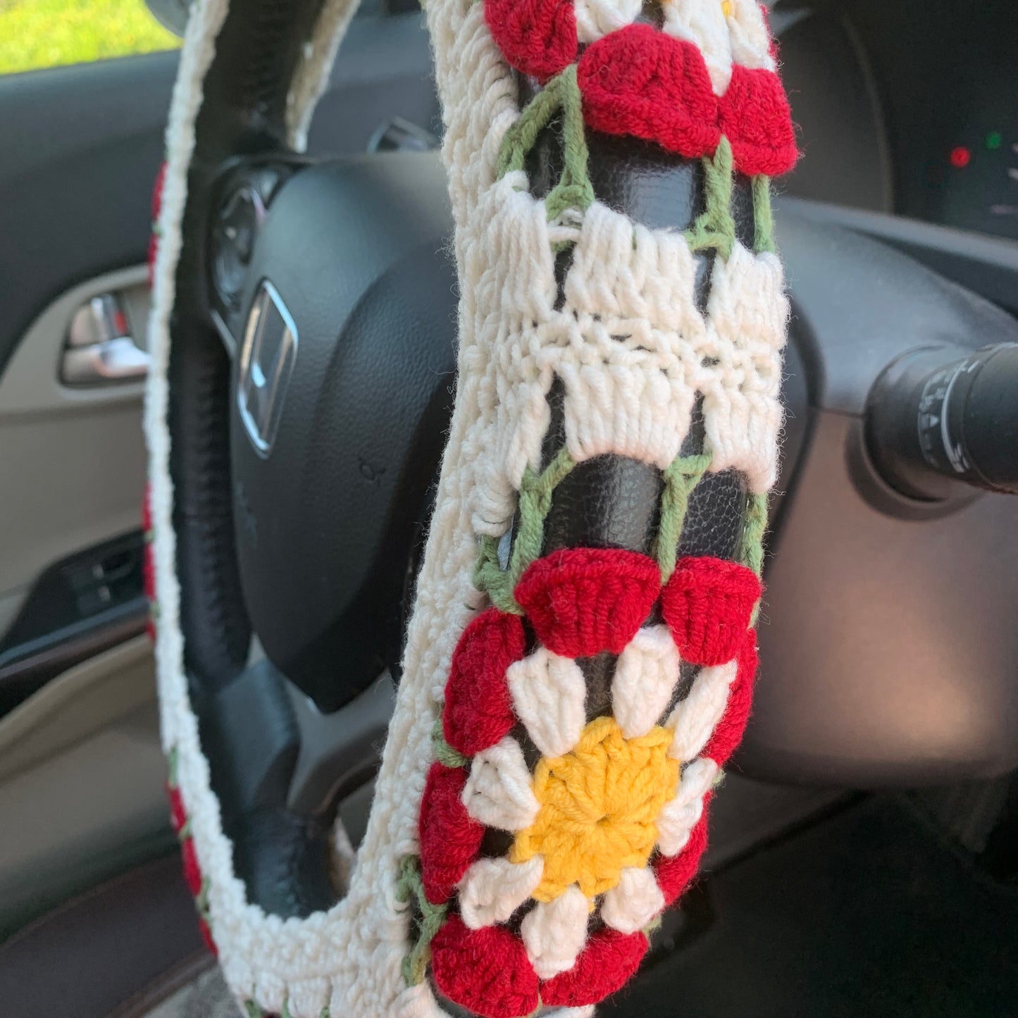 Crochet Steering Wheel Cover for women, handmade seat belt Cover, statement Gift car decor for her Car Accessories decorations