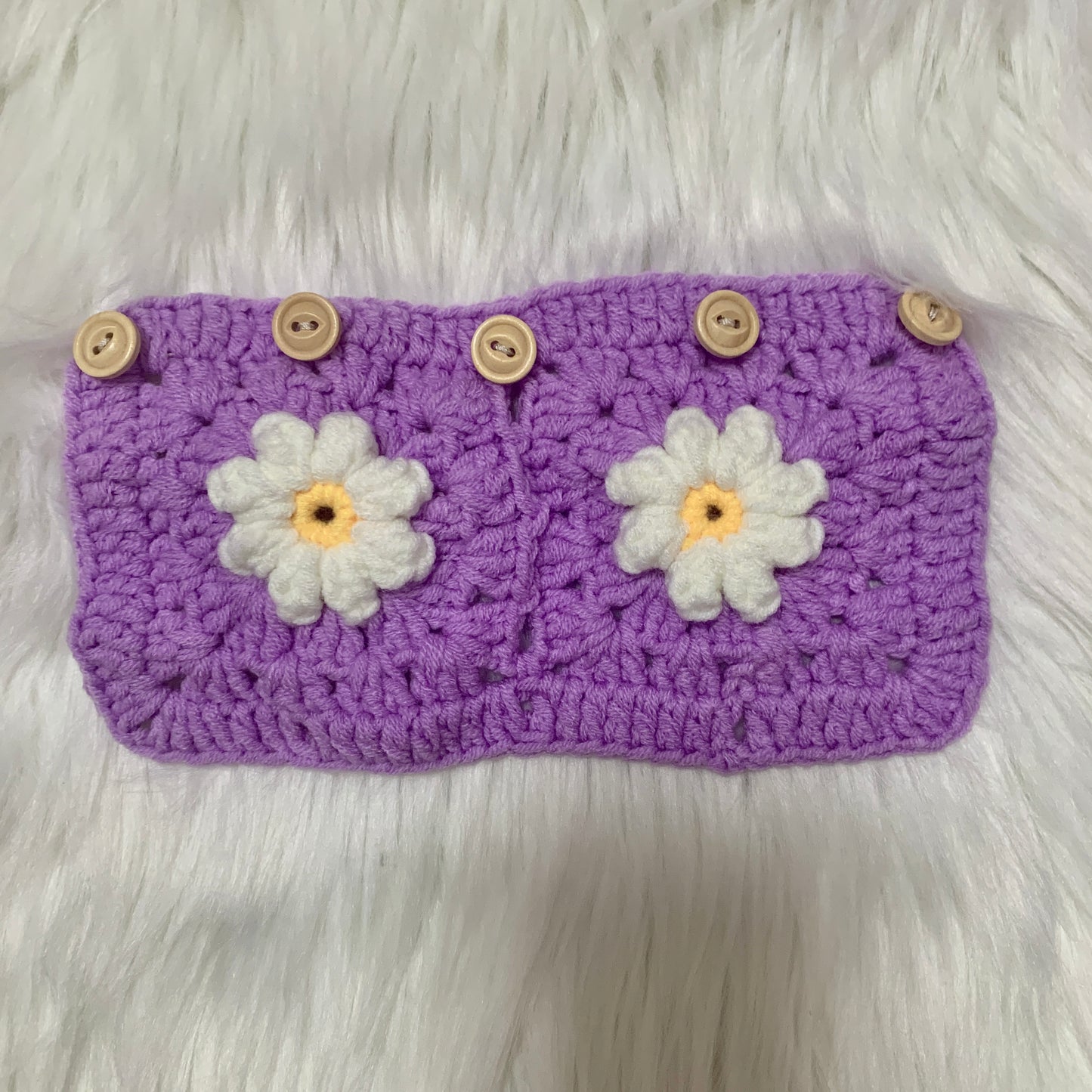 Steering Wheel Cover for women, Crochet Purple Puff flower seat belt Cover, Car Accessories decorations