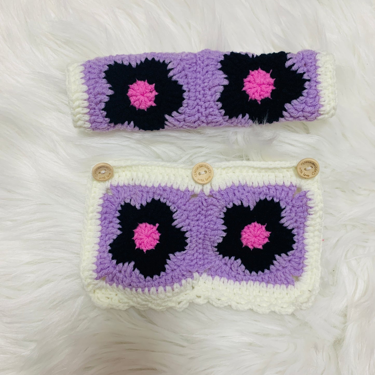 Handmade crochet Steering Wheel Cover for women, cute flower seat belt Cover, Car interior Accessories decorations car gift