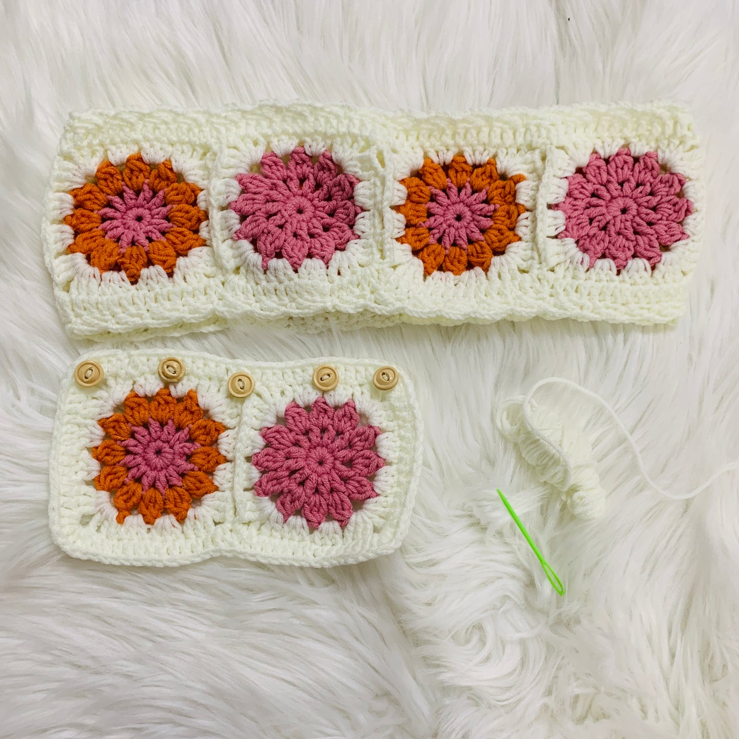 Steering Wheel Cover for women, Crochet cute flower seat belt Cover, Car Accessories decorations