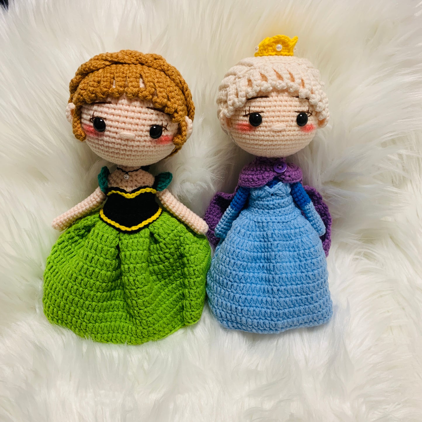 10 inches Crochet Elsa Anna Princess Doll, Handmade Disney Inspired ice Princess Amigurumi Doll Gift