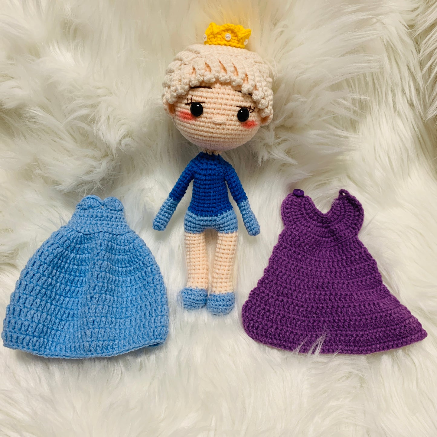 10 inches Crochet Elsa Anna Princess Doll, Handmade Disney Inspired ice Princess Amigurumi Doll Gift